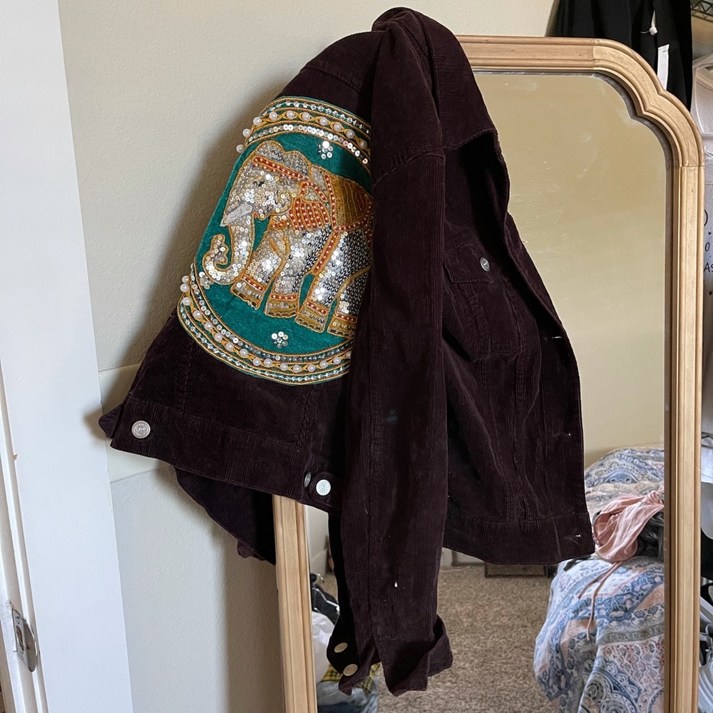 Elephant Patch Brown Corduroy Jacket - image 1